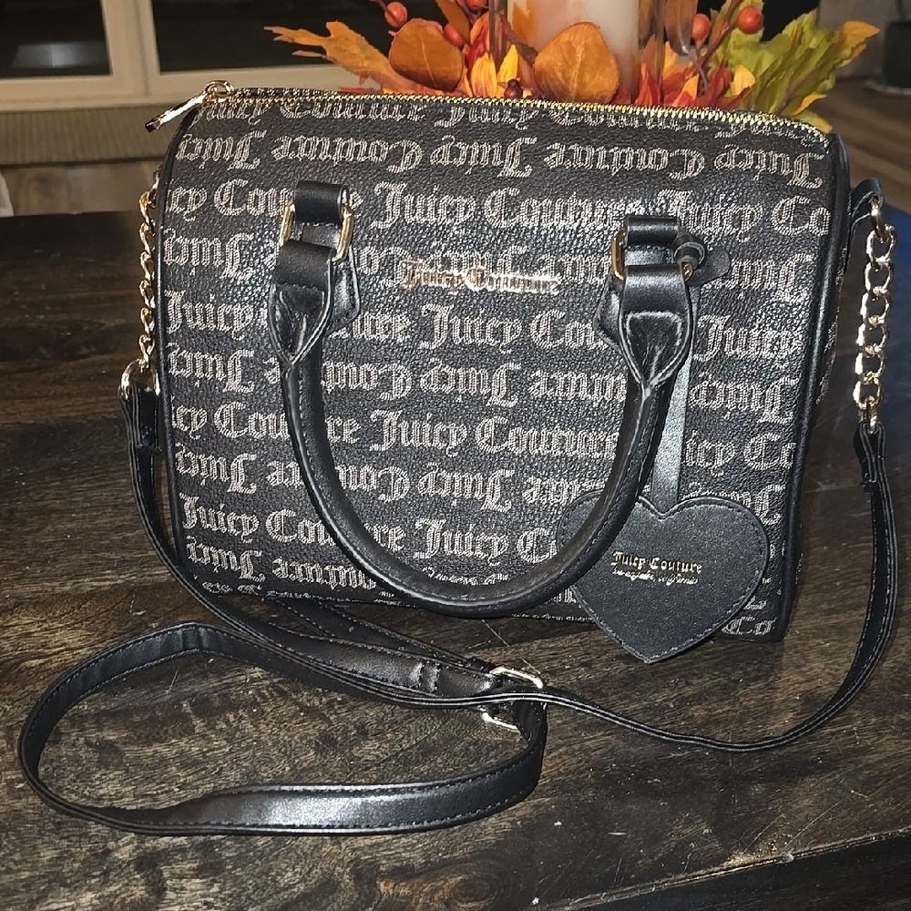 Juicy Couture Monogram Black and Gray Crossbody Bag